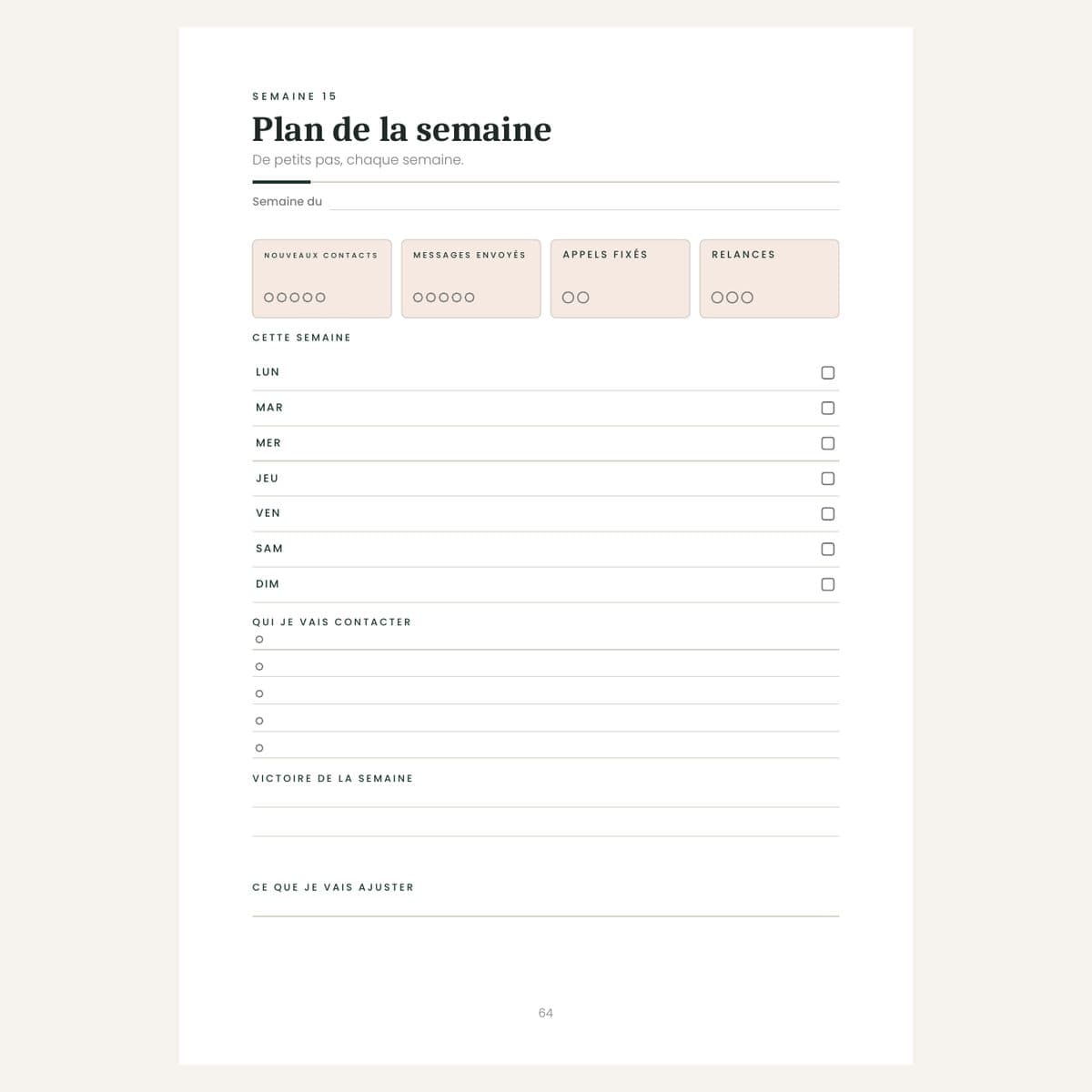 Plan de la semaine du Networking Planner