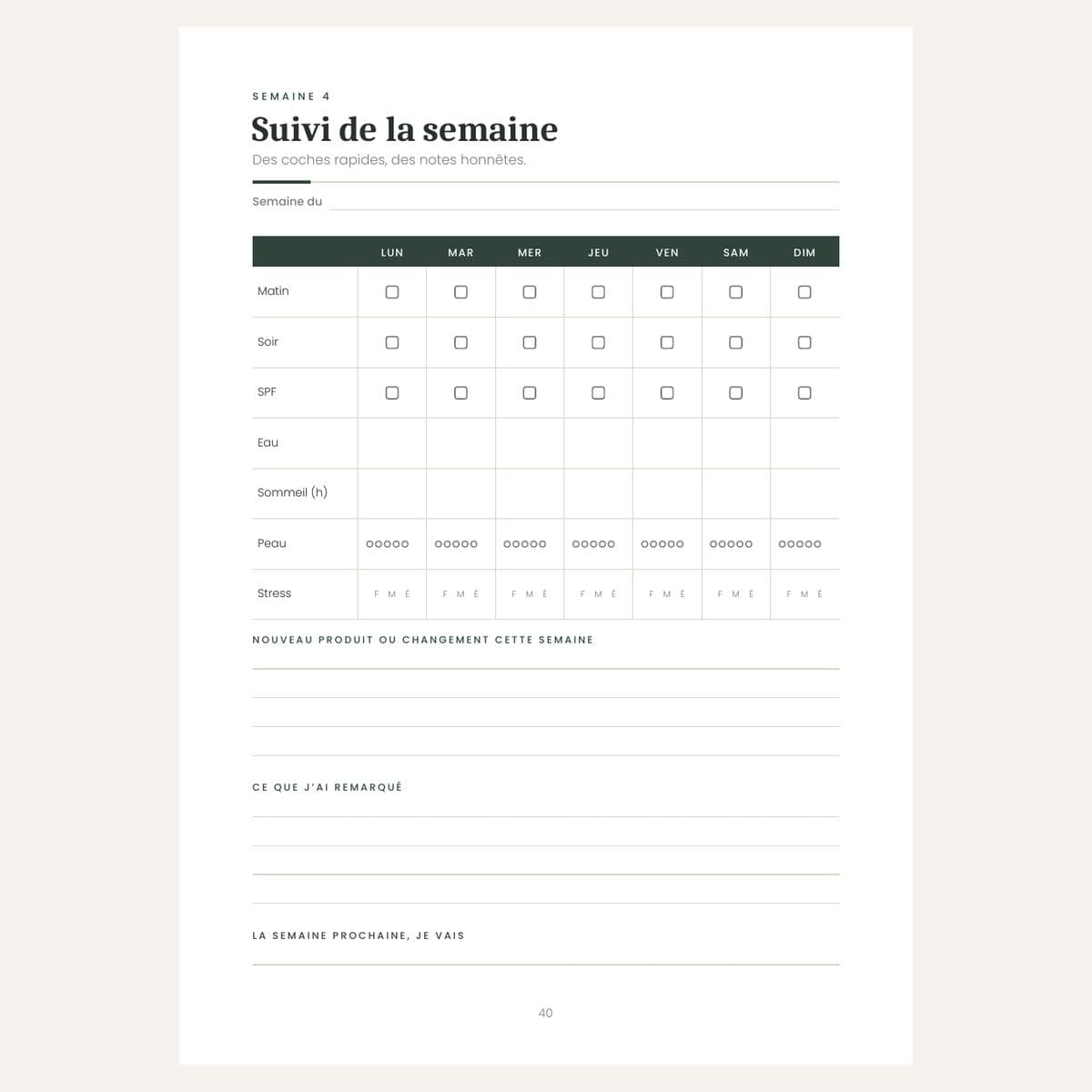 Suivi de la semaine du Skincare Journal